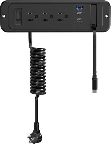 65W USB Recessed Power Strip with 60cm Retractable USB C Cable,Flush Mount in Kuwait