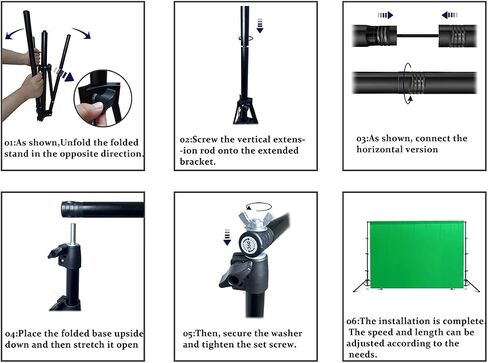 10x6.5ft Adjustable Photo Backdrops Stand Kit Portable Portrait & Studio Green Screen Stand Support with 4 Clamps,1x Green Backdrop Carrying Bag Disassembly Photography Accessories Banner Stand in Kuwait