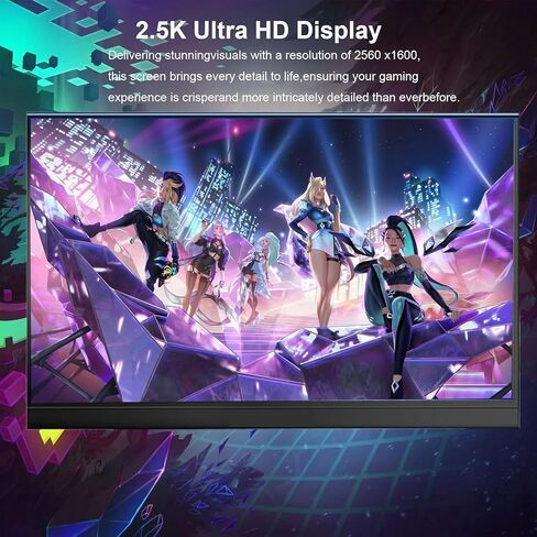 16" 2.5K 144Hz Portable Gaming Monitor 16:10 HDR Eye Careful,100% sRGB QHD2560x1600 Ultra-clear IPS Portable Monitor for Laptop with Built-in Speakers,External Second Screen for PC Phone Game Console in Saudi Arabia