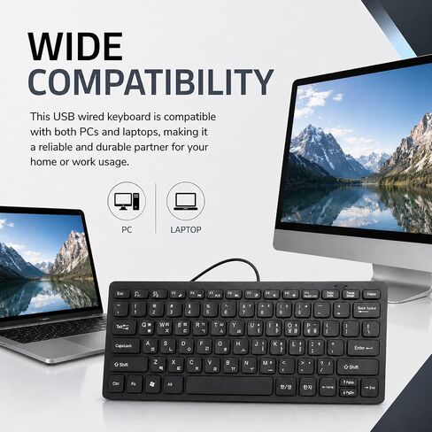 Wired Korean Keyboard, 78 Keys Spill Proof Slim Hangul Layout Keyboard, USB Plug and Play Lightweight Keypad for Computer Laptop PC in Kuwait