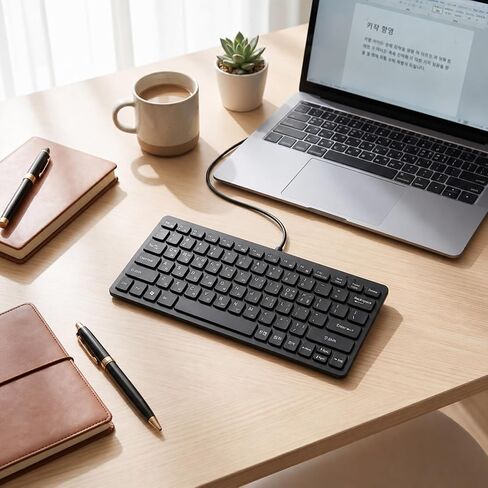 Wired Korean Keyboard, 78 Keys Spill Proof Slim Hangul Layout Keyboard, USB Plug and Play Lightweight Keypad for Computer Laptop PC in Kuwait