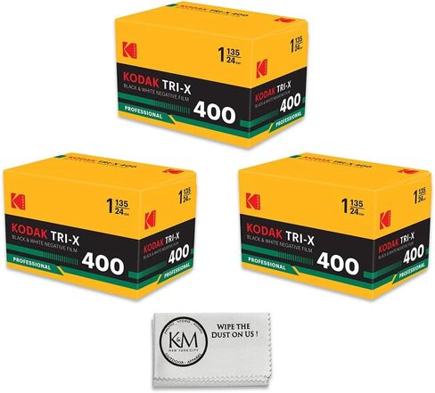 Kodak Professional Tri-X 400 Black & White Negative Film | 35mm Roll Film, 3 Rolls | 24 Exposure Each & Cloth in Kuwait