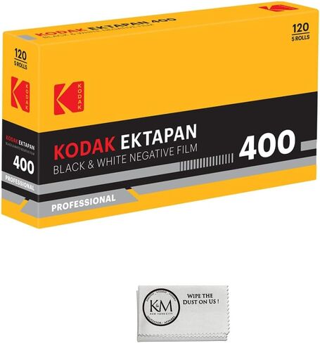 Kodak Ektapan 400 Black and White Negative Film | 120 Roll Film, 5-Pack + Microfiber Cloth in Kuwait