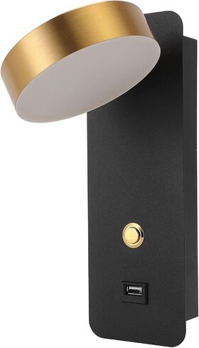 ViaGasaFamido LED Bedside Wall Lamp, Adjustable Metal Reading Light with USB Charging Port, 3 Color Temperature Rotatable Wall Mounted Light for Bedroom Living Room Sofa in Kuwait