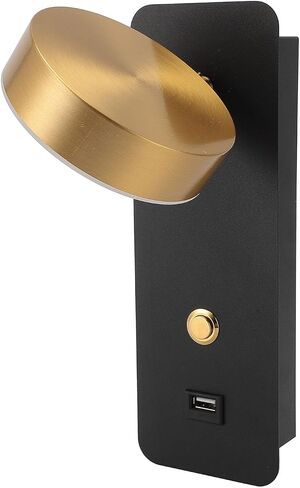 ViaGasaFamido LED Bedside Wall Lamp, Adjustable Metal Reading Light with USB Charging Port, 3 Color Temperature Rotatable Wall Mounted Light for Bedroom Living Room Sofa in Kuwait
