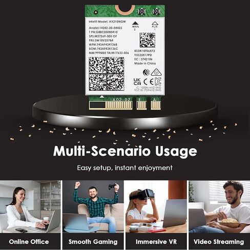 WAVLINK WiFi 6E Wireless Card with Bluetooth 5.3, 2026 Tri-Band AXE5400 NGW Network Card, Intel AX210, Ultra-Low Latency, Support Windows 10/11 (64bit), Linux, M.2/NGFF in Kuwait