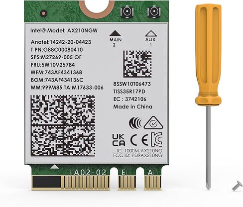 WAVLINK WiFi 6E Wireless Card with Bluetooth 5.3, 2026 Tri-Band AXE5400 NGW Network Card, Intel AX210, Ultra-Low Latency, Support Windows 10/11 (64bit), Linux, M.2/NGFF in Kuwait