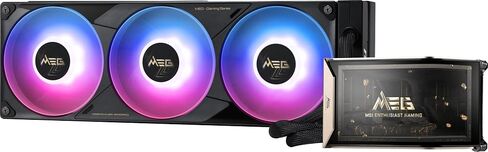 MSI MEG CORELIQUID E15 360 - AIO ARGB CPU Liquid Cooler - 360mm x 30mm Radiator - 6.67" 2K AMOLED Curved Screen - Naked-Eye 3D Effects - Pogo-Pin Design - Intel LGA 1851/1700 AMD AM5/AM4 in Kuwait