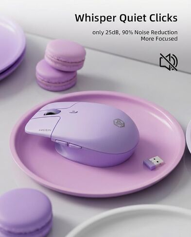 EWEADN Q21 ماوس لاسلكي، بلوتوث و2.4G ماوس كمبيوتر صامت ثنائي الوضع مع بطارية 500 مللي أمبير قابلة لإعادة الشحن، ماوس بصري مريح 3200 نقطة في البوصة لأجهزة الكمبيوتر المحمول وأجهزة الكمبيوتر الشخصية وأجهزة Mac والمكتب والسفر، وردي in Kuwait