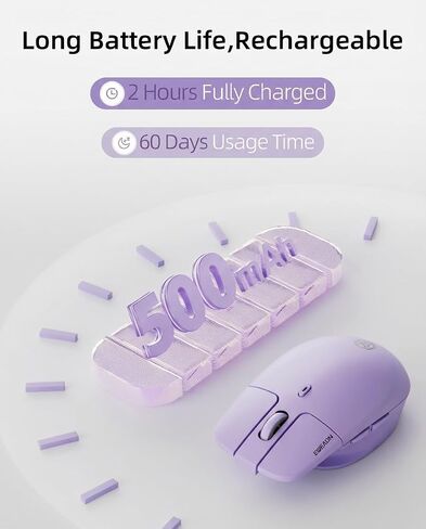 EWEADN Q21 ماوس لاسلكي، بلوتوث و2.4G ماوس كمبيوتر صامت ثنائي الوضع مع بطارية 500 مللي أمبير قابلة لإعادة الشحن، ماوس بصري مريح 3200 نقطة في البوصة لأجهزة الكمبيوتر المحمول وأجهزة الكمبيوتر الشخصية وأجهزة Mac والمكتب والسفر، وردي in Kuwait