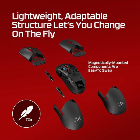 HyperX Pulsefire Saga Pro – Wireless Gaming Mouse for PC, Modular Design, Interchangeable Parts, 4k Polling, 72g Lightweight Frame, Wireless, Instant Pair, Black (Renewed) in Kuwait