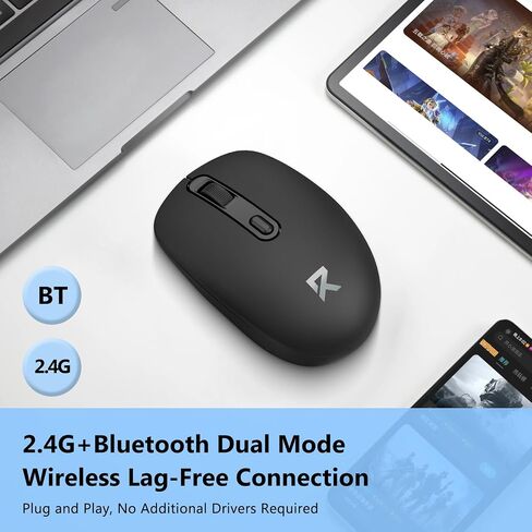 Redragon Wireless Mouse, Bluetooth and 2.4G USB A Dual Mode, Black in Kuwait