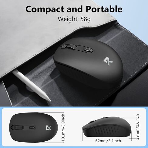 Redragon Wireless Mouse, Bluetooth and 2.4G USB A Dual Mode, Black in Kuwait
