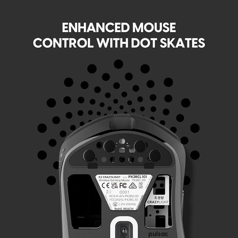Pulsar X3 Crazylight Wireless Gaming Mouse, 43g Ultra Lightweight, 32,000 DPI, 750 IPS, XS-1 Sensor, Optical Switch, 8K Compatible, Jet Black (Renewed) in Kuwait
