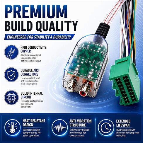 Car Subwoofer Amplifier Converter for Chevy Silverado, GMC Sierra/Yukon/Canyon, Plug-and-Play High to Low RCA Adapter, No Cutting Car Audio Wire Harness in Kuwait