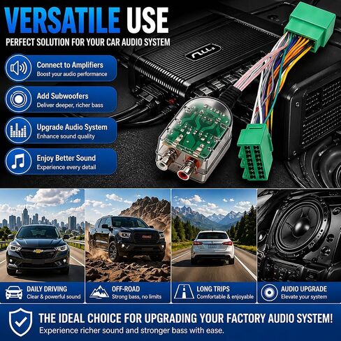 Car Subwoofer Amplifier Converter for Chevy Silverado, GMC Sierra/Yukon/Canyon, Plug-and-Play High to Low RCA Adapter, No Cutting Car Audio Wire Harness in Kuwait