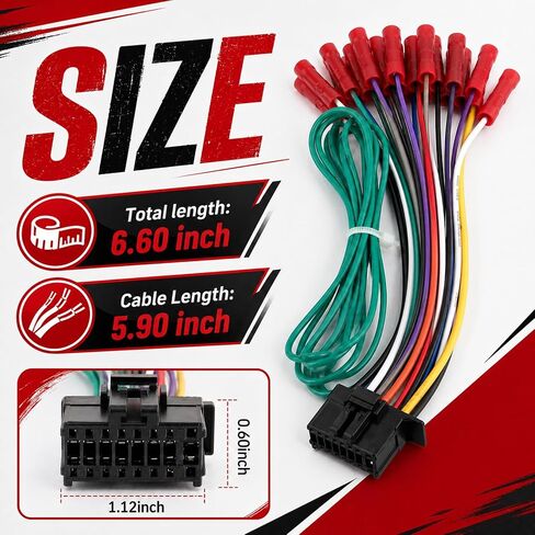 16-Pin Car Radio Wiring Harness,Automotive Stereo Wiring Harness for Connecting Stereo to Car Electrical System,Wirings Harnesses Compatible with Pioneer DEH AVH AVIC MVH FH SPH in Saudi Arabia