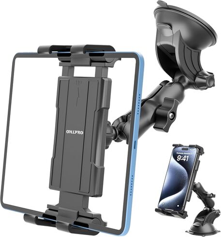 OHLPRO Tablet Holder for Car Dashboard & Windshield, 80mm Large Suction Cup Mount, 360° Rotating Adjustable Arm iPad Holder for Truck, SUV, Semi & Boat, Fits 4.7–12.9" iPad Pro/Air/Mini, Galaxy in Kuwait