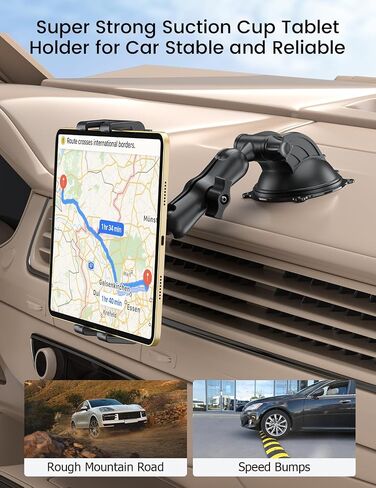 OHLPRO Tablet Holder for Car Dashboard & Windshield, 80mm Large Suction Cup Mount, 360° Rotating Adjustable Arm iPad Holder for Truck, SUV, Semi & Boat, Fits 4.7–12.9" iPad Pro/Air/Mini, Galaxy in Kuwait