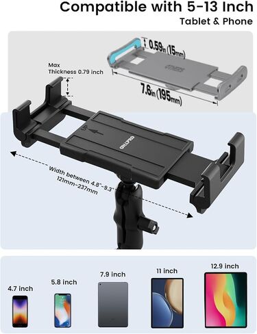 OHLPRO Tablet Holder for Car Dashboard & Windshield, 80mm Large Suction Cup Mount, 360° Rotating Adjustable Arm iPad Holder for Truck, SUV, Semi & Boat, Fits 4.7–12.9" iPad Pro/Air/Mini, Galaxy in Kuwait