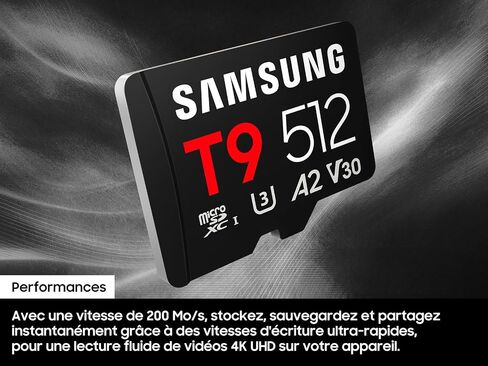 Samsung microSDXC T9 128GB, Up to 200 MB/s, UHS-I U3 4K A2 V30 microSD for Avid Gamers & Professional Creators MB-MH128T with Adapter in Saudi Arabia