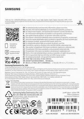 Samsung microSDXC T9 128GB, Up to 200 MB/s, UHS-I U3 4K A2 V30 microSD for Avid Gamers & Professional Creators MB-MH128T with Adapter in Saudi Arabia