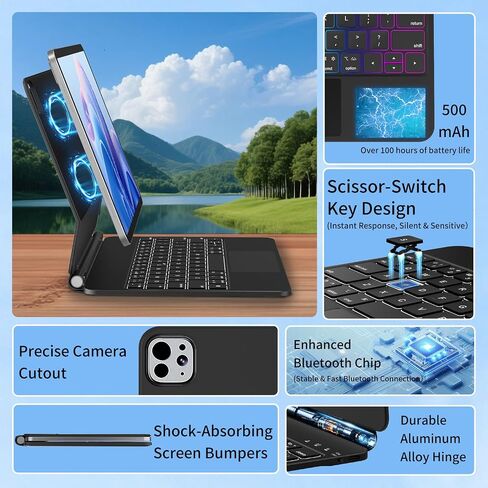 CC Store for iPad Air 11 inch Case with Keyboard Floating Stand, 7 Backlit in Kuwait
