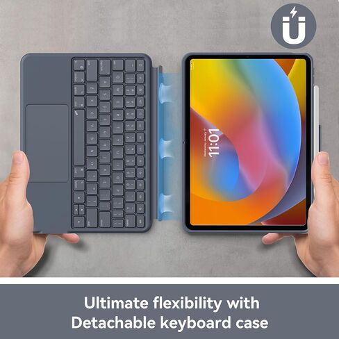 Case with Keyboard for iPad Pro 12.9-inch (6th, 5th, 4th Gen), iPad Air 13(M3 2025 / M2 2024): Bluetooth Wireless Detachable Magnetic Stand Rechargeable Keyboard with Removable Cover/ Trackpad(Grey) in Kuwait