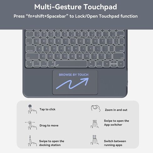 Case with Keyboard for iPad Pro 12.9-inch (6th, 5th, 4th Gen), iPad Air 13(M3 2025 / M2 2024): Bluetooth Wireless Detachable Magnetic Stand Rechargeable Keyboard with Removable Cover/ Trackpad(Grey) in Kuwait