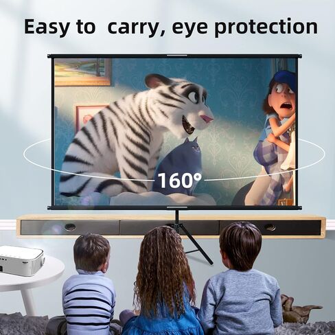 60 Inch Portable Projector Screen with Tripod Stand, Compact Mobile Projection Screen for Small Spaces, Height Adjustable and Wrinkle-Free for Indoor Outdoor Camping and Office Use in Kuwait