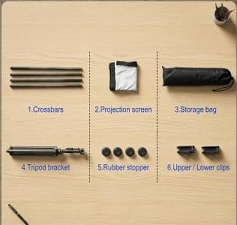 60 Inch Portable Projector Screen with Tripod Stand, Compact Mobile Projection Screen for Small Spaces, Height Adjustable and Wrinkle-Free for Indoor Outdoor Camping and Office Use in Kuwait