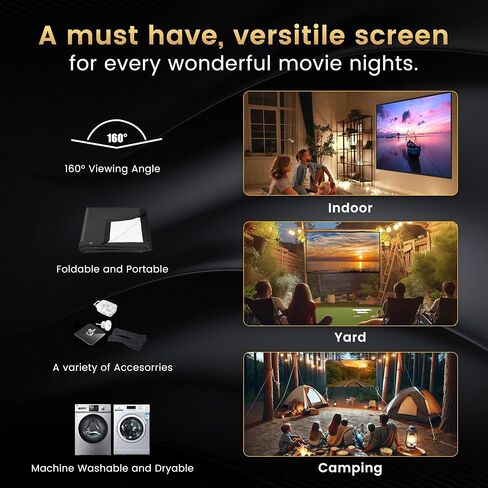 120 Inch Projector Screen with Black Backing, Foldable 16:9 in Saudi Arabia