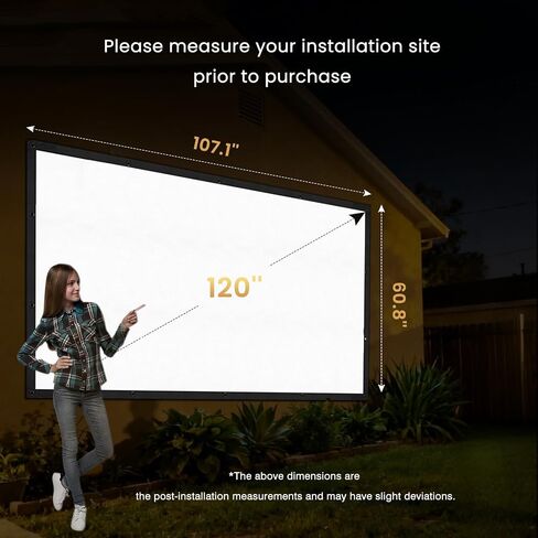 120 Inch Projector Screen with Black Backing, Foldable 16:9 in Saudi Arabia