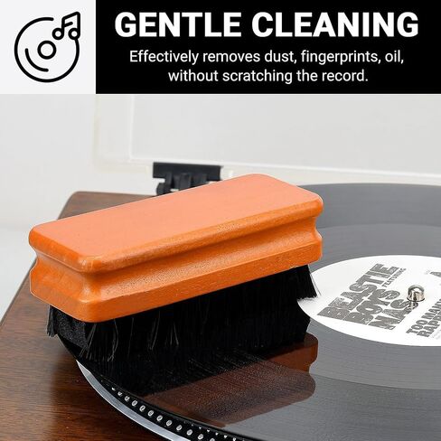 5 in1 Vinyl Records Cleaning Kit, Anti Static Solid Wood Vinyl Record Cleaner Kit, Includes 2in1 Velvet Microfiber Brush, XL Cleaning Liquid, Duster, Stylus Brush, Storage Box for Records Albums-Large in Kuwait