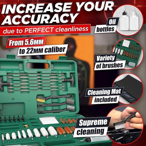 55 Pcs Universal Gun Cleaning Kit for Rifles, Pistols, Shotguns in Kuwait