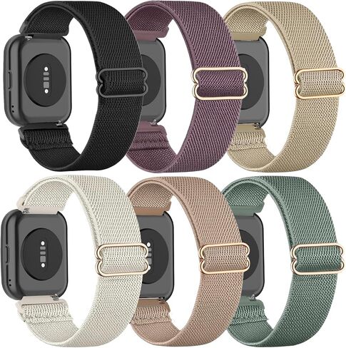 6Pack 22mm Stretchy Nylon Watch Bands Compatible with Amazfit Bip 6/Bip 5/Active Max/Balance 2, Elastic Straps for Amazfit GTR 4/GTR 3 Pro/3/2/2e Women Men in Saudi Arabia