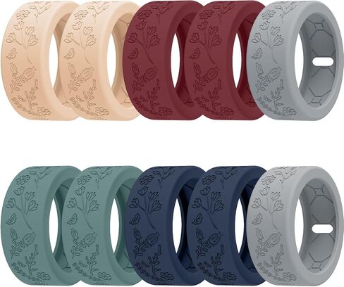 10 Pack Floral Engraved Cover for Oura Ring Gen 4/4 Ceramic/3 Horizon/Heritage, Support Charging with Cover on, Anti-Scratch Silicone Oura Ring Case Protector for Working Out, Gym & Daily Use in Kuwait