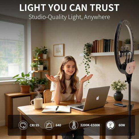 ShowMaven 22" Ring Light with 78.7" Tripod Stand, Remote Control in Saudi Arabia