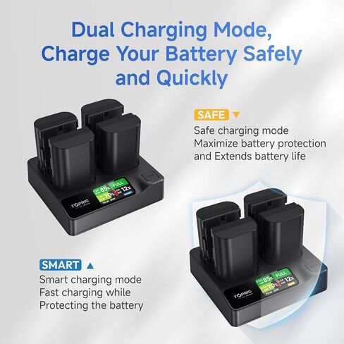 toprig Accsoon 4-Bay PD Fast Charger LCD Display, Compatible with Canon LP-E6 LP-E6P LP-E6N LP-E6NH, EOS 5D Mark II III IV, 70D, 5Ds, 6D, 80D, 7D, 7D Mark II, EOS60D Battery-LP-E6 Battery Charger in Kuwait