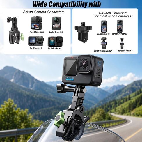 Aluminum Motorcycle Windshield Camera Clip Mount for Insta360 X6 X5 X4 X3 in Kuwait
