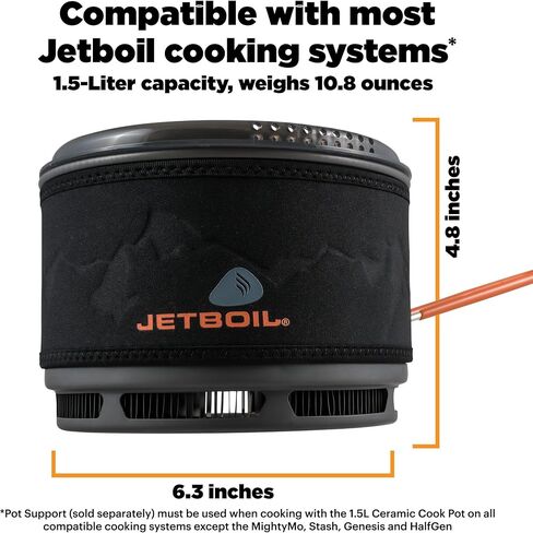 Jetboil 1.5L Ceramic FluxRing Cook Pot for Jetboil Backpacking Stoves in Kuwait
