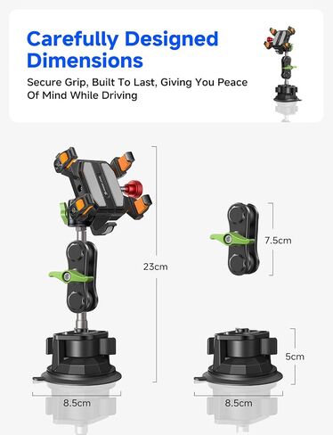 MAGIC JOHN Metal Car Phone Holder 360° Rotation Suction Mount Windshield in Saudi Arabia