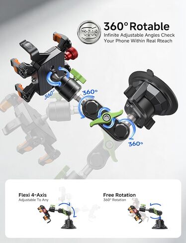 MAGIC JOHN Metal Car Phone Holder 360° Rotation Suction Mount Windshield in Saudi Arabia