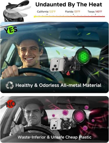 MAGIC JOHN Metal Car Phone Holder 360° Rotation Suction Mount Windshield in Saudi Arabia