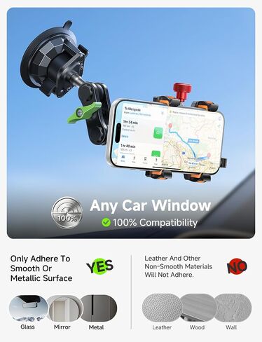 MAGIC JOHN Metal Car Phone Holder 360° Rotation Suction Mount Windshield in Saudi Arabia