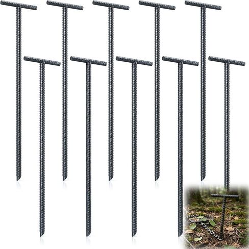 Pelopy 12 Pcs 24 Inch T-bar Trap Anchor Stakes, Heavy Duty, 3/8 Inch Steel in Kuwait