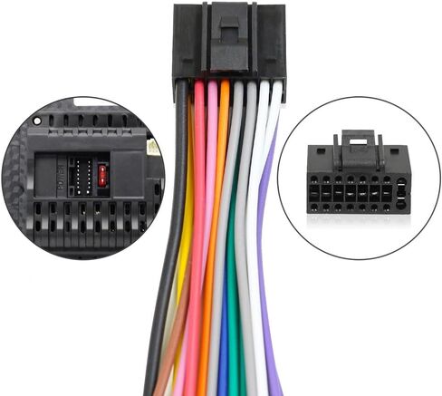 Android Radio Wiring Harness Adapter Replacement for Select Android Car Stereo 16 Pin ISO Connector Cable with Full Labels Multicolored in Kuwait