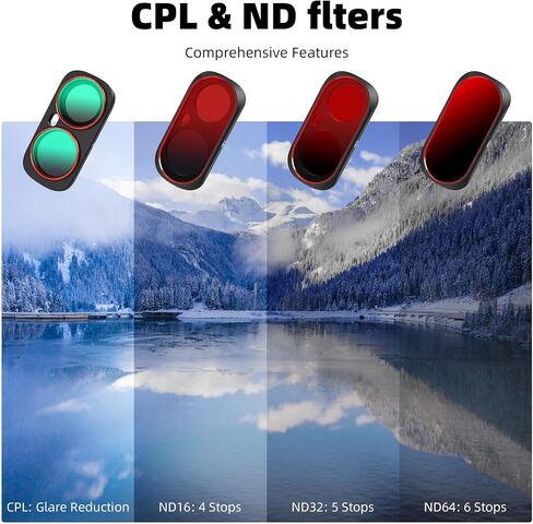 Walking Way Magnetic 4 Pack CPL & ND Filter Kit for Insta360 Luna, CPL ND16/32/64, Polarizing Neutral Density Filters, Multi-Coated/HD Optical Glass/Aluminum Frame, Action Camra Accessories in Kuwait