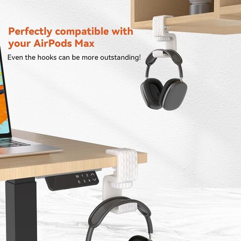 Headphone Stand Holder, Durable Adjustable 3mm-40mm Thickness Non-Scratch Base for Wood/Glass/Metal, Quick Install & Universal Fit for AirPods Max/Sony/Bose (Jade White) in Saudi Arabia