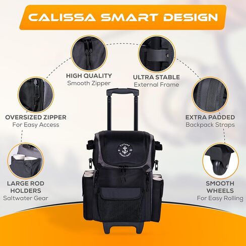 'Recon' Rolling Fishing Backpack, Tackle Box Storage Bag - Non-Corrosive Fishing Tackle Bag with (5X) 3650 Boxes - Fisherman Gifts for Men, Bags, Backpacks and Box Organizer in Saudi Arabia